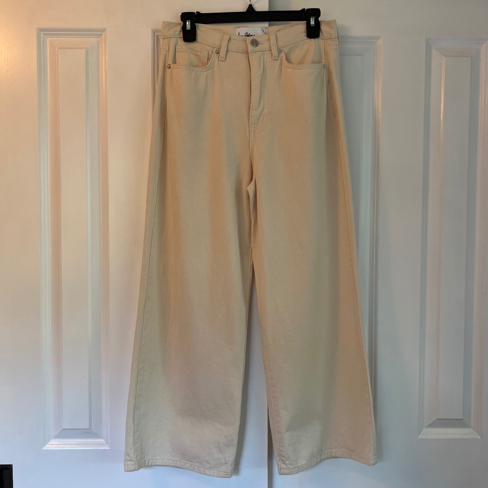 Sam Edelman Codie High Rise Wide Leg‎ Ankle Pants Jeans Beige Size 29